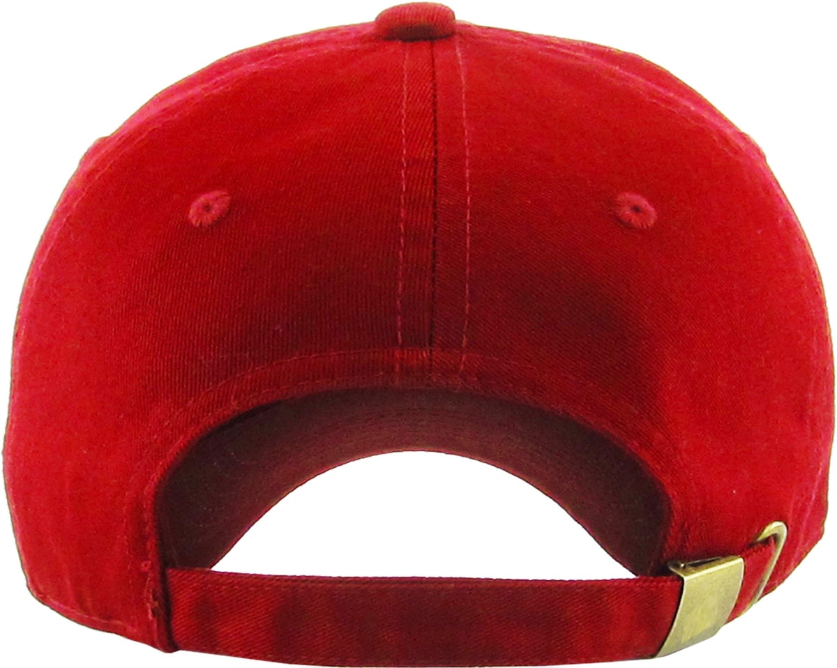 Red Low Profile Baseball Caps Back View